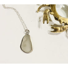 Load image into Gallery viewer, White Sea Glass Pendant with Seahorse (medium size sea glass)