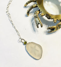 Load image into Gallery viewer, White Sea Glass Pendant with Sea Star Cut-Out (medium size sea glass)