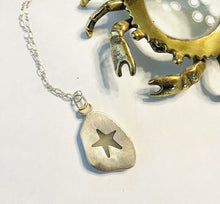 Load image into Gallery viewer, White Sea Glass Pendant with Sea Star Cut-Out (medium size sea glass)